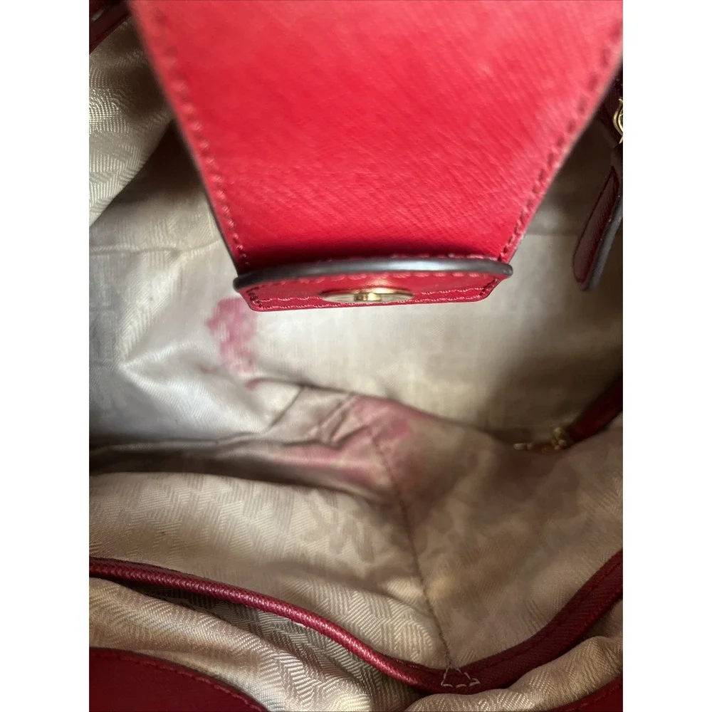 MICHAEL Michael Kors Hamilton Satchel Red Saffiano Leather